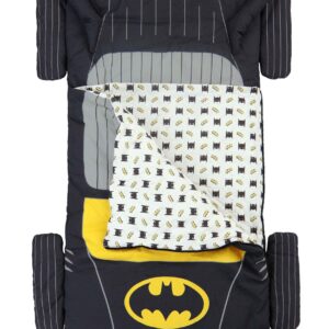 Batman Batmobile Kids Sleepover Bag Superhero Slumber Mat with Built-in Pillow, Cozy & Soft