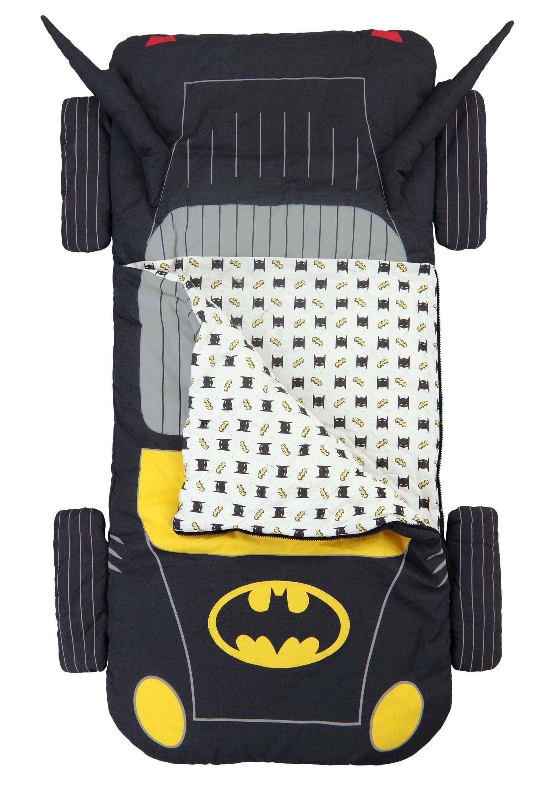 Batman Batmobile Kids Sleepover Bag Superhero Slumber Mat with Built-in Pillow, Cozy & Soft