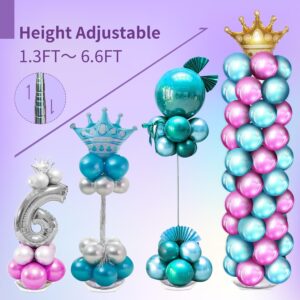 Balloon Column Kit Set Of 2, Balloon Stand for Floor with Base and Metal Telescopic Pillar（6.6ft Adjustable Height）for Birthday,Graduation,Baby Shower, Wedding Party Decoration