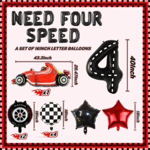 JeVenis Need Four Speed Birthday Decoration Need Four Speed Balloons Backdrop Racing Car 4th Birthday Decoration Boys 4th Birthday Party Supplies Car Balloons