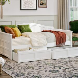 Acadia Twin Wood Daybed with Set of 2 Drawers in White