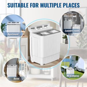 Pataku Portable Washing Machine, 17.6 Lbs Compact Mini Washer and Dryer Combo,Twin Tub Laundry Washer with Spin Cycle, Soaking Function Ideal for Apartment, Dorms, RVs Camping, Grey