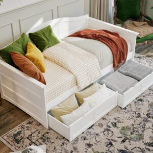 Acadia Twin Wood Daybed with Set of 2 Drawers in White