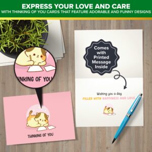 Decorably 24 Pack Funny Thinking of You Cards with Envelopes & Stickers, 24 Unique Designs Printed Message Greeting Cards Thinking of You Greeting Cards, 6x4 Box of Cards Thinking of You Cards Funny