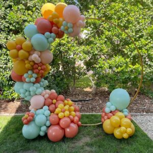 Here Comes The Son Balloon Garland Arch Kit Groovy Flower Theme Balloon With Orange Yellow Blue Sand White Balloon For Baby Shower Bridal Shower Wedding Birthday Party Decoration