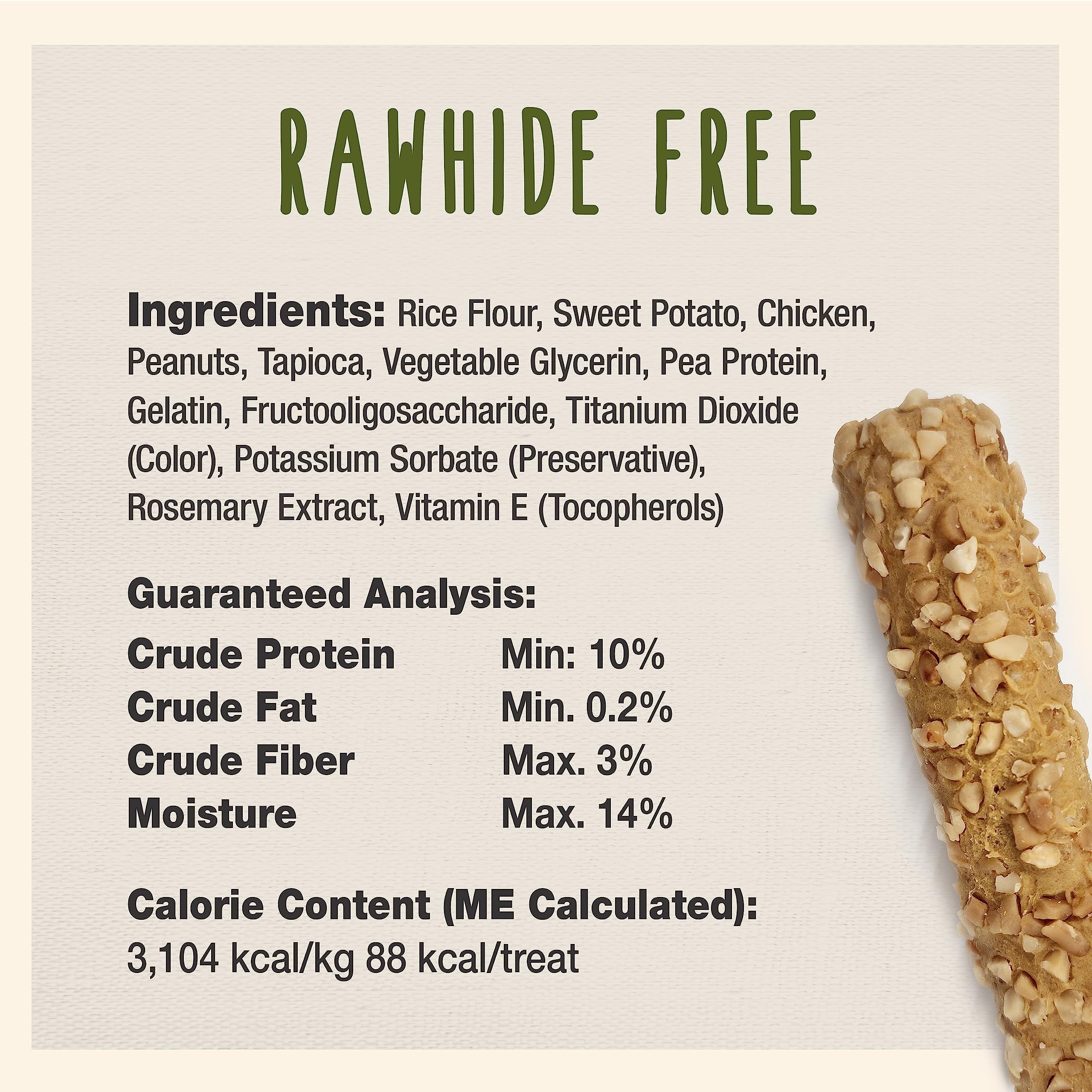 Cadet Smart Hide Rawhide Free Dog Treats – Peanut Coated, 2 Count