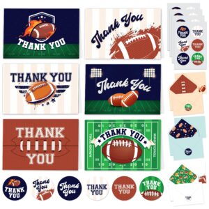 decorably thank you cards with envelopes & stickers, sports-themed cards - 24 pack football thank you cards with envelopes, blank inside 6x4in sports thank you cards sports, coach thank you cards