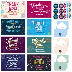 decorably work cards with envelopes & stickers - 24 pack employee appreciation cards with envelopes & stickers, blank inside 6x4in employee thank you cards for employees appreciation