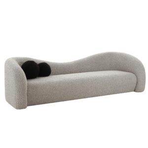 leonie grey upholstered faux shearling sofa