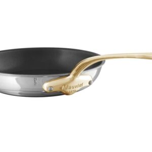 Mauviel M'Cook B 5-Ply Polished Stainless Steel Nonstick Round Frying Pan With Brass Handle, 7.9-in, Made In France