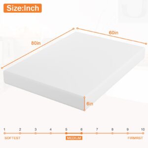 BSTOPHKL Queen Size Mattress, 6 inch Gel Memory Foam Mattress Bed-in-a-Box Medium Firm Mattresses for Cool Sleep & Pressure Relieving—Certipur Certified