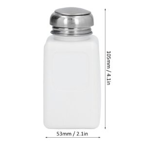 Solvent Dispenser, 200ml Push Down Alcohol Dispenser Pump Bottle Esd Anti Static Bottle With Stainless Steel Lid Liquid Pumping Empty For Alcohol Makeup Remover (White)