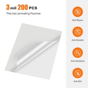 Bonsaii Laminating Sheets, 200 PCS 3mil Thermal Laminating Pouches, 9 x 11.5 inches, Letter Size, Clear and Durable, Suitable for Multiple Fields of Use-LP200