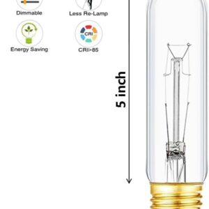 25 Watt T10 Clear Tubular Incandescent Light Bulb, Vintage Style Showcase Bulb,Showcase lamp, 2700K Soft White, E26 Medium Base, 280 Lumens,T10 Tubular Bulb (6)