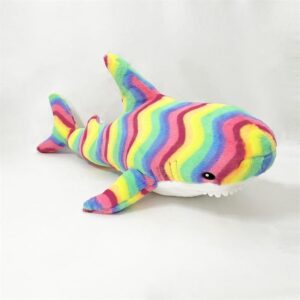 XIAOHONG Soft Colored Shark Plush Hugging Pillow, 23 inch Shark Stuffed Animal Plushie Ocean Animals, Rainbow Shark Plush Toy Cute Cuddle Gifts for Kids and Adults (Rainbow)