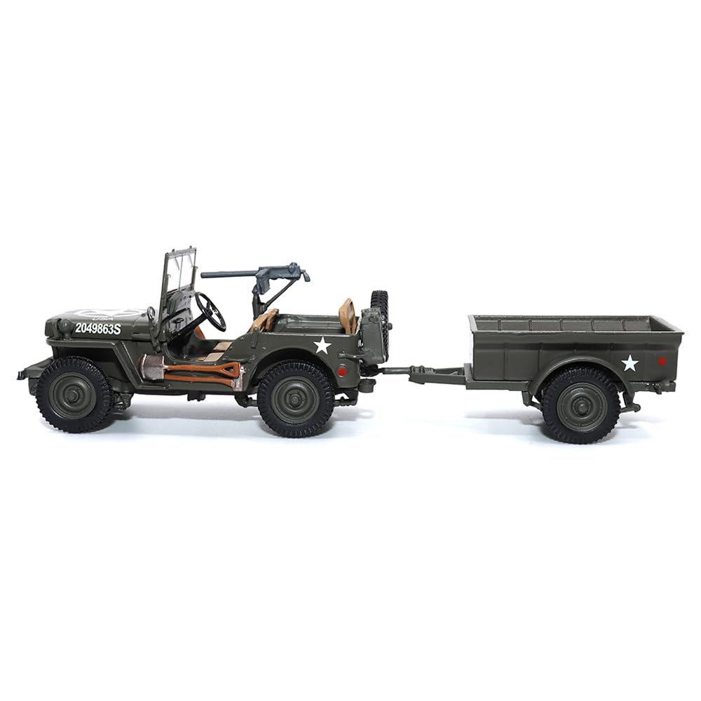 1:43 Scale Willys Jeep 1/4-Ton Utility Truck with Trailer - Militaria Diecast by Motorcity Classics