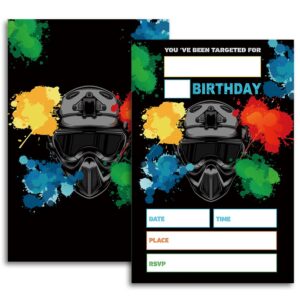 fujloy paintball birthday party invitations, paintball invitations, paintball theme birthday.（065）