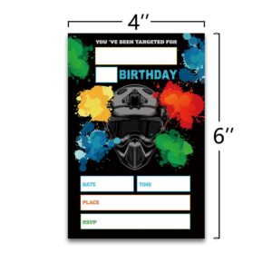 FujLoy Paintball Birthday Party Invitations, Paintball Invitations, Paintball Theme Birthday.（065）