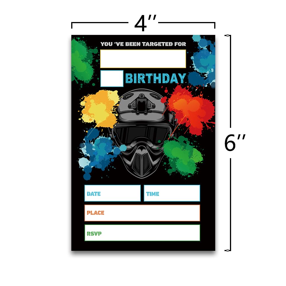 FujLoy Paintball Birthday Party Invitations, Paintball Invitations, Paintball Theme Birthday.（065）