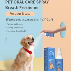 JUC Dog Breath Freshener for Dogs & Cats Teeth Cleaning Spray Dog Bad Breath Pet Oral Care Spray 4fl.oz