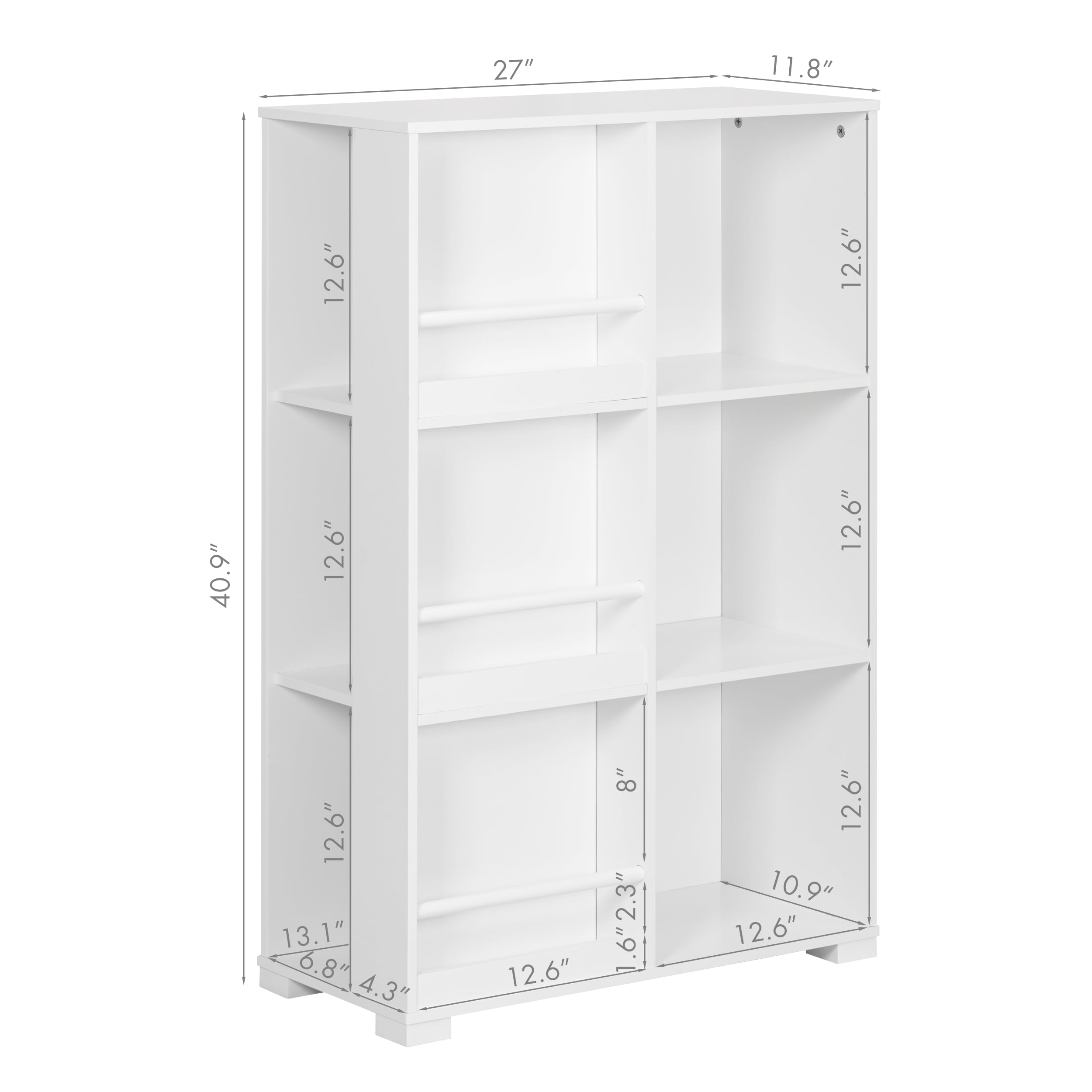 UTEX Kids Bookshelf, Wooden Kids Bookcase with 6 Cube Storage, Bookshelf Organizer for Kids, Display Stand Children Bookshelf for Nursery, Bedroom, Study Room