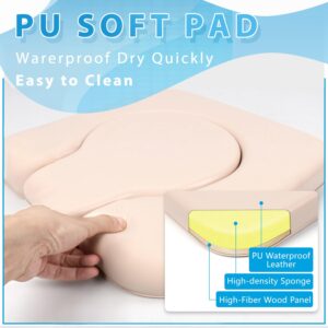 Deftyolo PU Commode Seat Cushion with Sponge Padded,C Shape Waterproof Soft Pad,Suitable for Bedside Commode Chairs,Raised Toilet Seats(Beige)