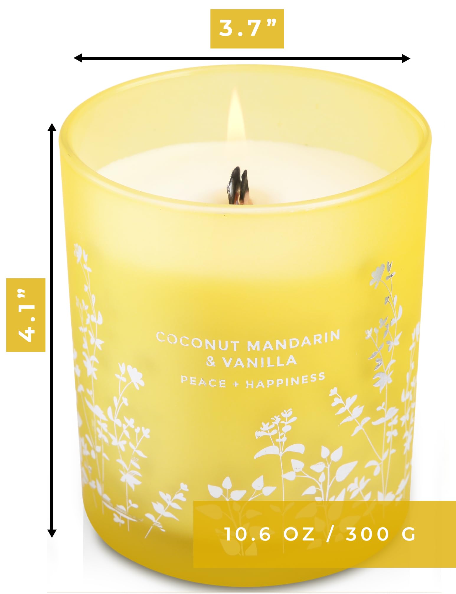 Coconut Mandarin and Vanilla Wood Wick Scented Candle | Big Candle for Home Decor 10.6 oz Scented Soy Candle, Relaxing Candles for Women and Men, Aromatherapy Candle Gift