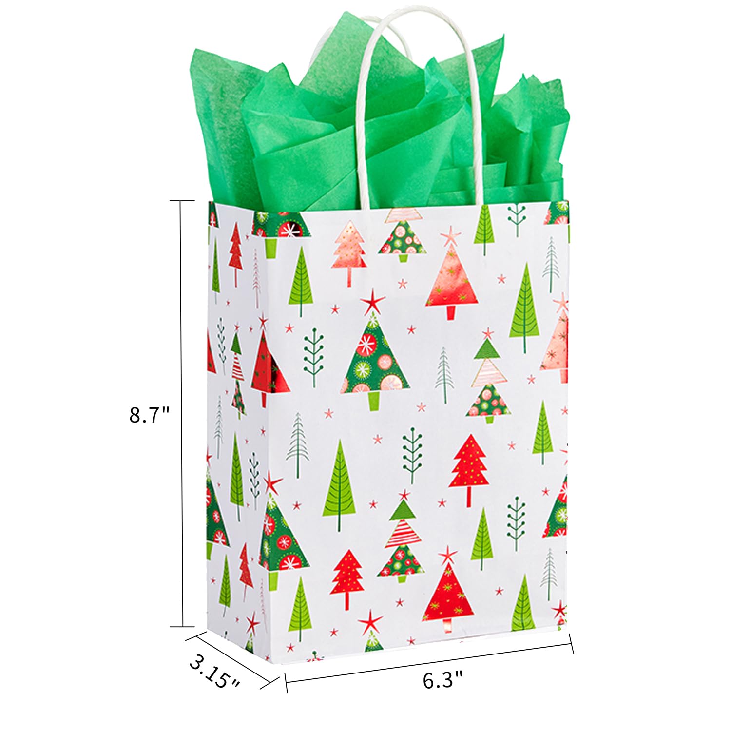 SUNCOLOR 30 Pack Small Christmas Gift Bags With Tissue paper