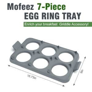 Mofeez 7-Piece Griddle Egg Ring Tray - Non-Stick Food-Grade Silicone, Detachable Rings, Easy to Clean Egg Ring Molds, Perfect for Cooking, Heat Resistant Pancake Rings