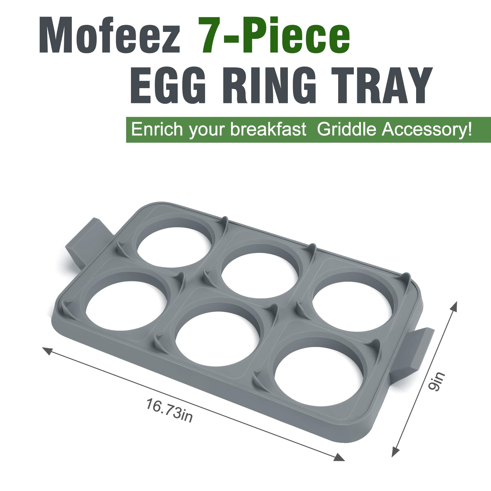 Mofeez 7-Piece Griddle Egg Ring Tray - Non-Stick Food-Grade Silicone, Detachable Rings, Easy to Clean Egg Ring Molds, Perfect for Cooking, Heat Resistant Pancake Rings