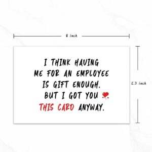 Fumnwoks Boss Day Card for Boss, Boss Birthday Card from Employee, Humorous Boss Day Gifts for Men Women, Happy Boss Day Card for Him Her,