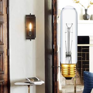 25 Watt T10 Clear Tubular Incandescent Light Bulb, Vintage Style Showcase Bulb,Showcase lamp, 2700K Soft White, E26 Medium Base, 280 Lumens,T10 Tubular Bulb (6)