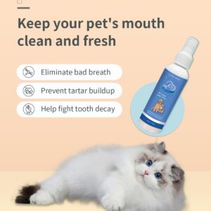 JUC Dog Breath Freshener for Dogs & Cats Teeth Cleaning Spray Dog Bad Breath Pet Oral Care Spray 4fl.oz