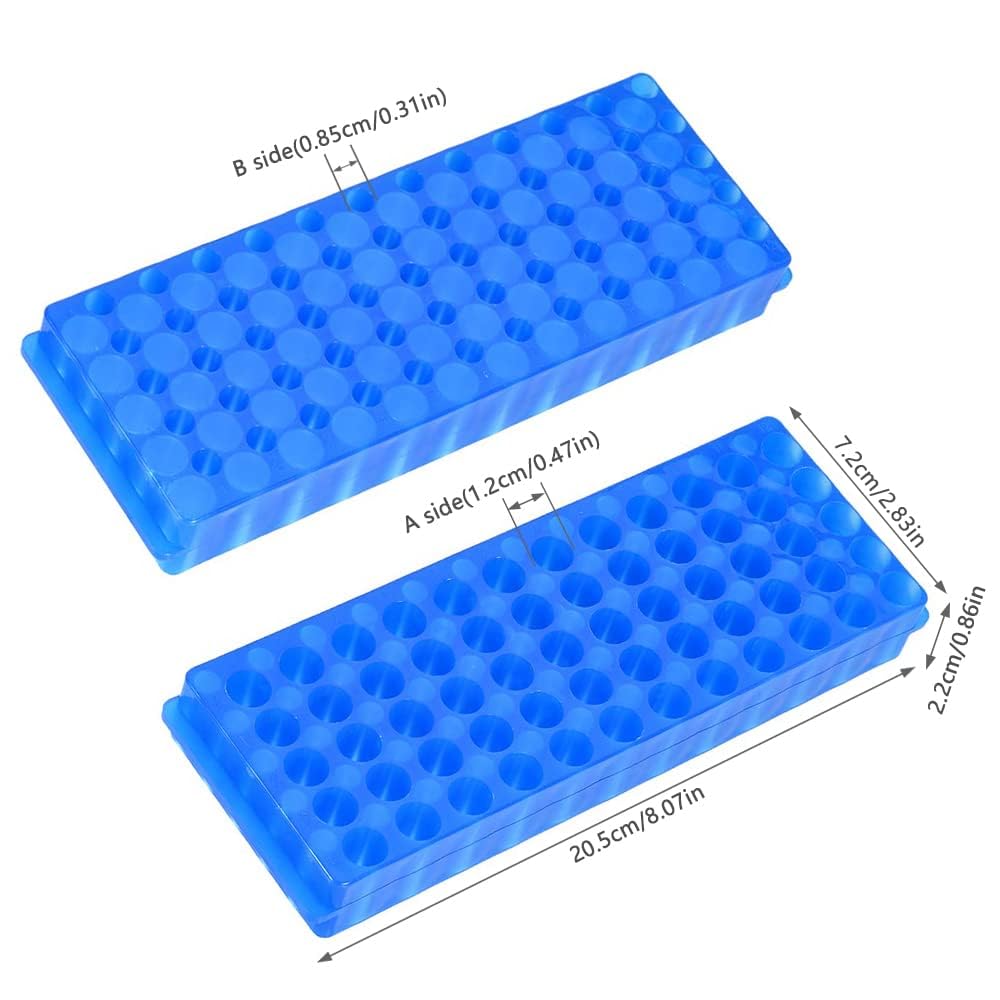 2Pcs Tube Rack Microcentrifuge Tube Racks Double-Sided Plate Centrifugal Pipe Rack for 0.5ml-2ml Centrifugal Pipe 60 Holes (Blue-Green)