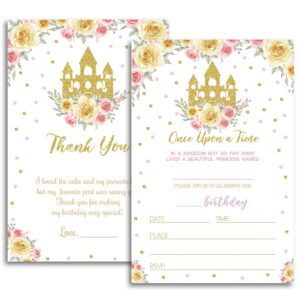 fujloy princess birthday invitation, princess birthday party invitations, princess party, princess castle themed.（062）