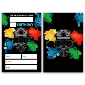 FujLoy Paintball Birthday Party Invitations, Paintball Invitations, Paintball Theme Birthday.（065）