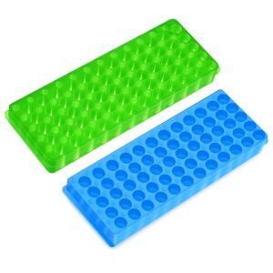 2pcs tube rack microcentrifuge tube racks double-sided plate centrifugal pipe rack for 0.5ml-2ml centrifugal pipe 60 holes (blue-green)