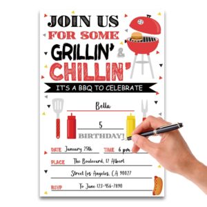 FujLoy BBQ Birthday Party Invitation, Barbecue Party Invitation, BBQ Invitation, BBQ Birthday Invitation.（059）