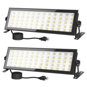 tiyiviri 2 pack 120w led shop light, 10000lm super bright led garage light, ip66 waterproof outdoor floodlight, 5000k daylight white led exterior light for basketball court, stadium, playground