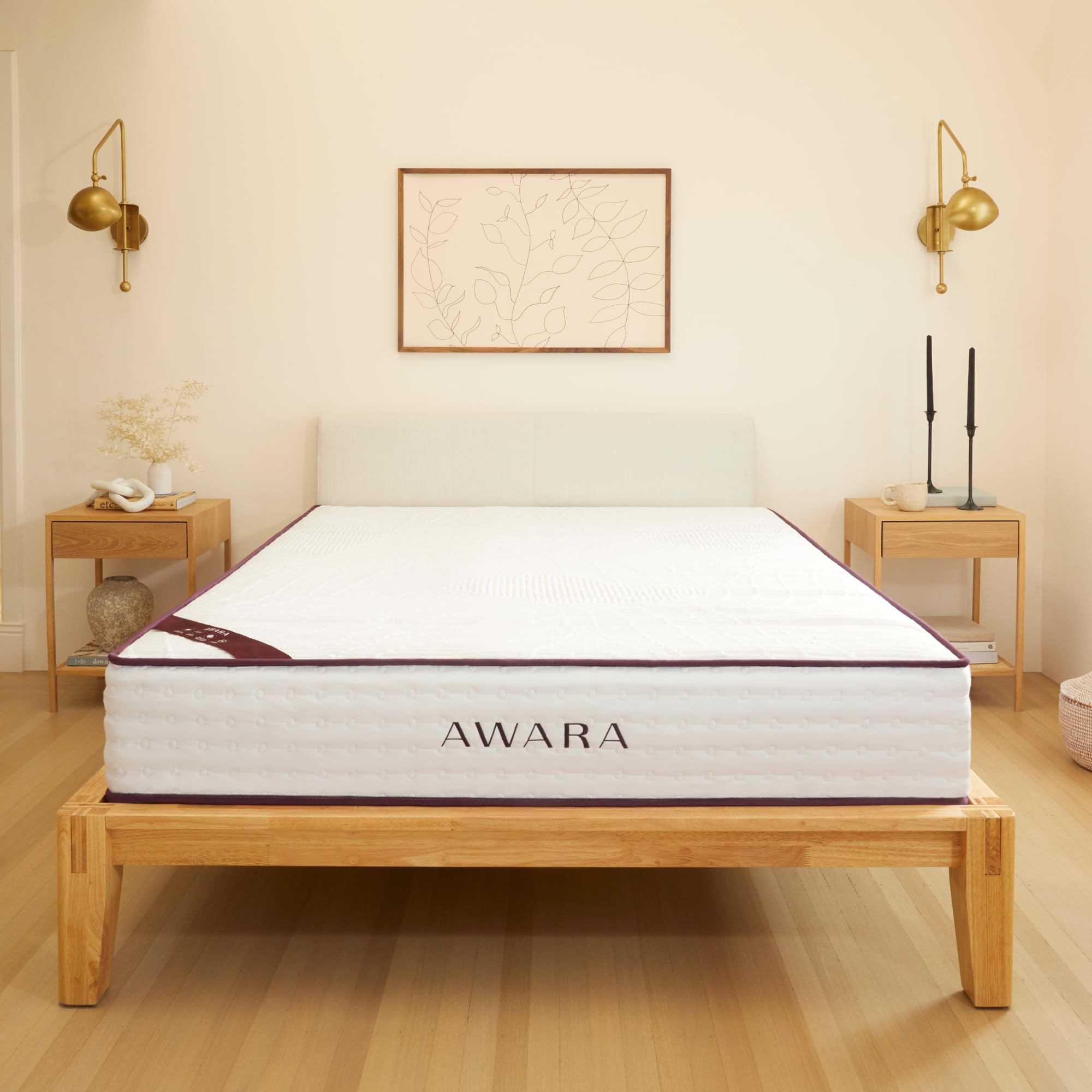 AWARA Natural Hybrid Twin XL Mattress 10 Inch - Certified Natural Latex - Sustainable New Zealand Wool - Steel Springs - 365-Night Trial, White