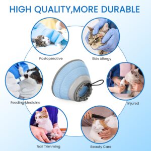 IDOGCHEW Cat Cone Collar Soft, Cat Recovery Collar Stop Licking After Surgery, Kitten Elizabethan Collar, Adjustable, Lightweight, Comfortable - Blue, S