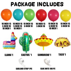 Mexican Fiesta Party Decorations 159pcs Fiesta Balloon Garland Arch Kit-Cactus Llama Sombrero Taco Foil Balloons for Taco Twosday Birthday Decorations Baby Shower Carnival Cinco De Mayo Party Supplies