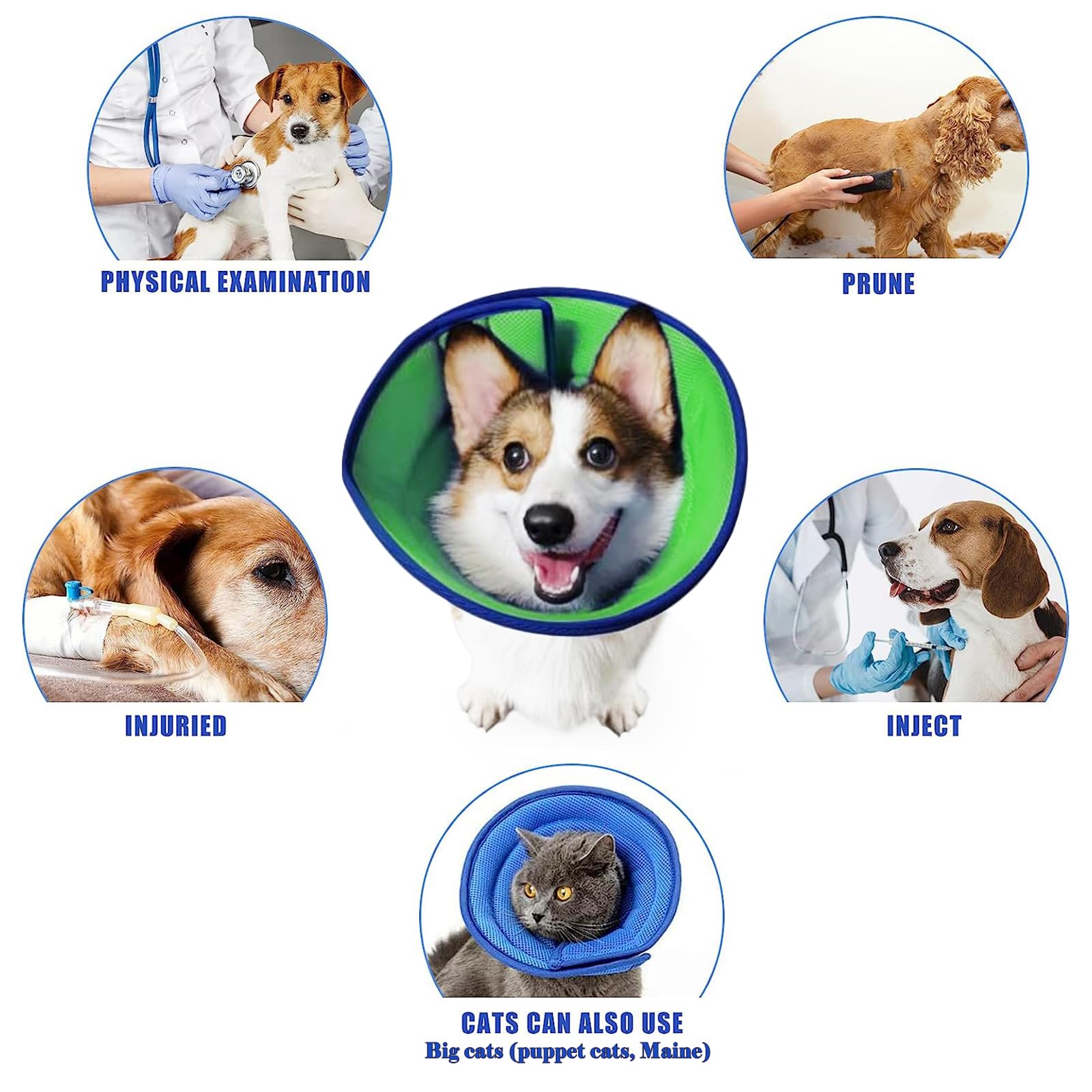 Soft Dog Cone Collars for Small Medium Dogs, Lightweight Recovery Elizabethan Collar for Dog After Surgery, Comfortable Soft Material Adjustable Pet Cone Washable (Neck: 11''-14'')