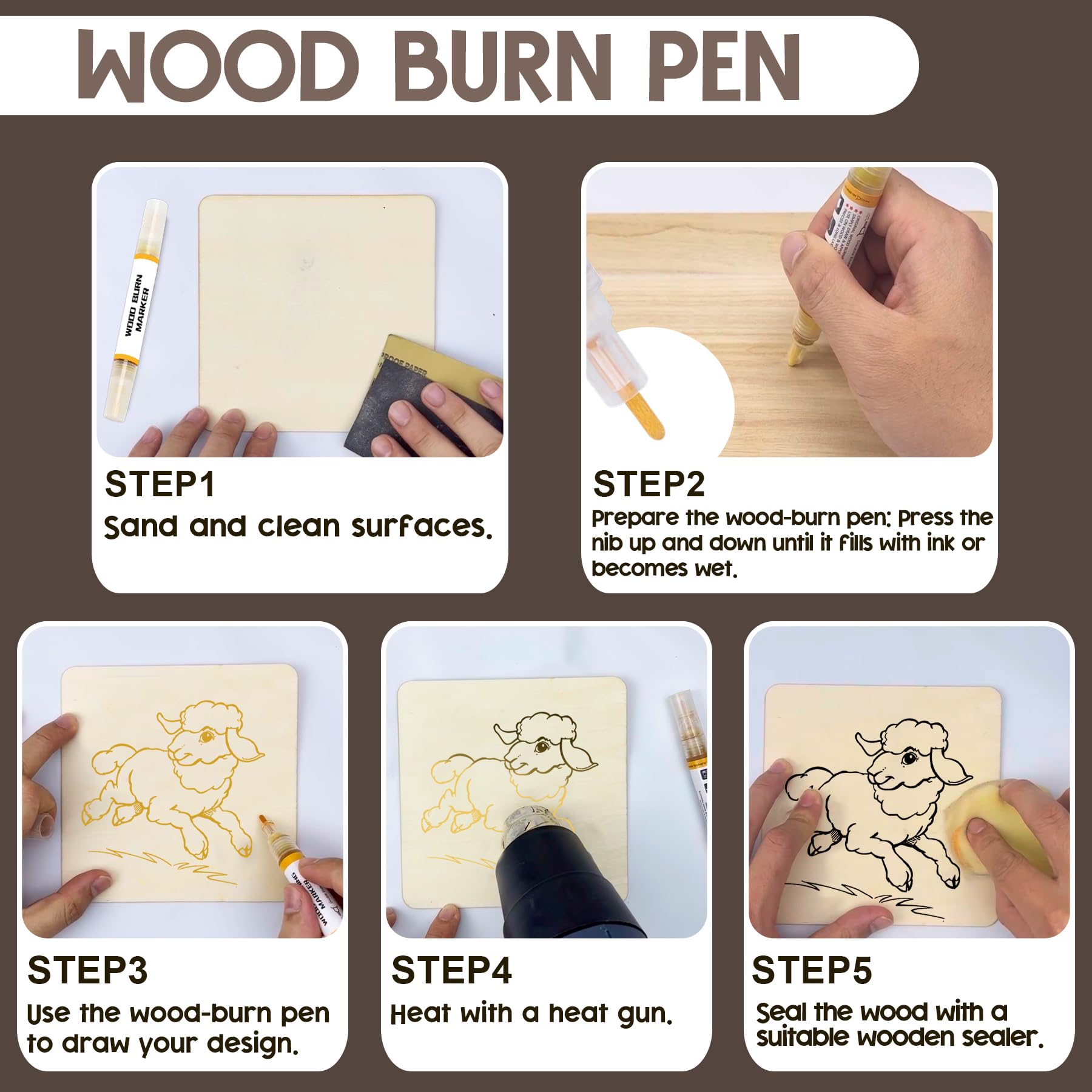 1DFAUL Wood Burn Paste Pen Kit, 4OZ Wooden Burning Gel, Double Sided Wood Burn Marker Kit for DIY Beautiful Wooden Burning in Minutes, Perfect for Beginners Handmade Meaningful Gifts