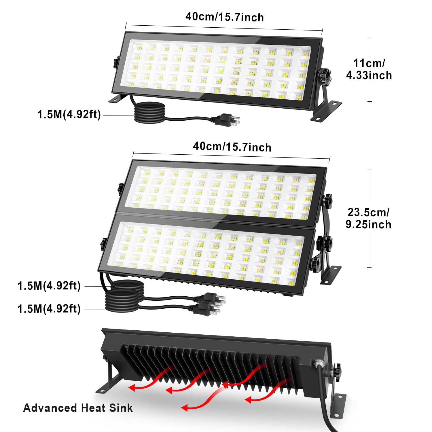 TiYiViRi 2 Pack 120W LED Shop Light, 10000LM Super Bright LED Garage Light, IP66 Waterproof Outdoor Floodlight, 5000K Daylight White LED Exterior Light for Basketball Court, Stadium, Playground