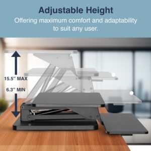 Desky Zero Adjustable Standing Desk Converter - 6.3-17.3'' Height Adjustable Desktop Standing Desk Riser - Stand Up Desk Top - Sit Stand Desk Converter - Converter for Standing Desk - Black Lift Desk