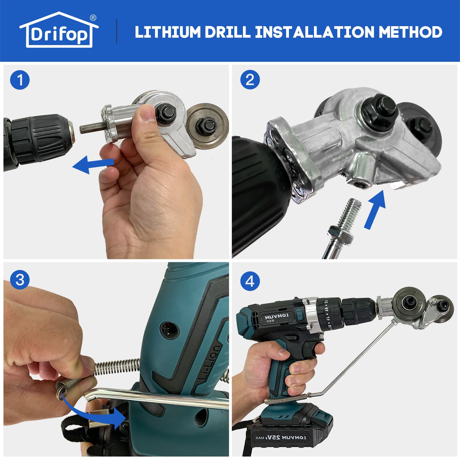 Drifop Upgraded Electric Drill Plate Cutter, Metal Nibbler Drill Attachment, Sheet Metal Cutter with Adapter, DIY Metal Drill Attachment for Cutting Iron, Whiteboard, Steel, Copper, Aluminum