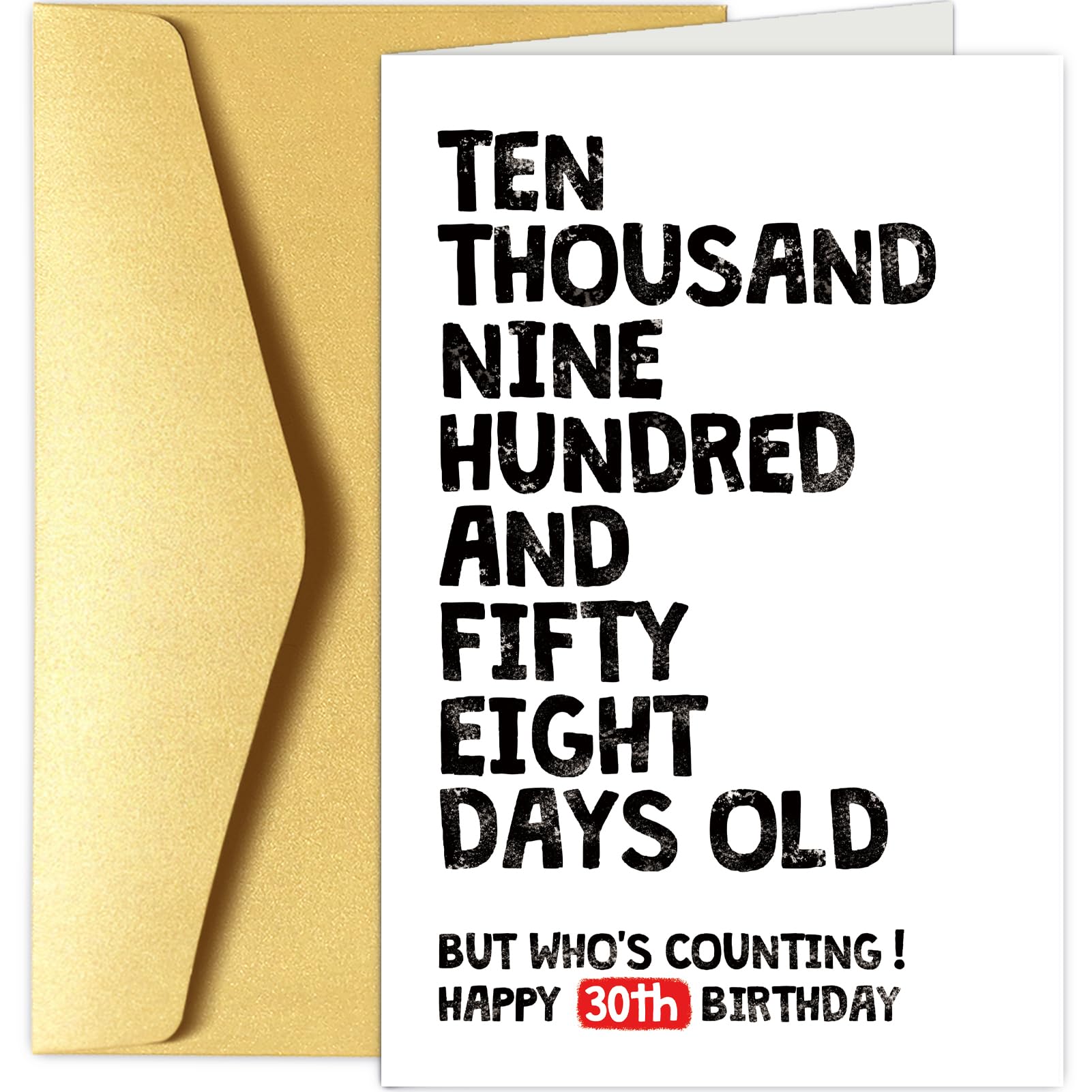 Funny 30th Birthday Card for Him Her, 30 Years Old Birthday Card, Happy 30th Birthday Card, 10958 Days Old But Who's Counting 30th Bday Card