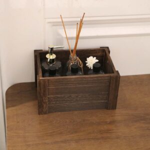 TNQNCFL Wooden Box Nested Storage Box With Handle, Rustic Wooden Crae Trim, Wooden Storage Box For Storage And Stacking, Handmade Solid Wooden Box Set Of Three Packed Black 15x6.99x12 Inches