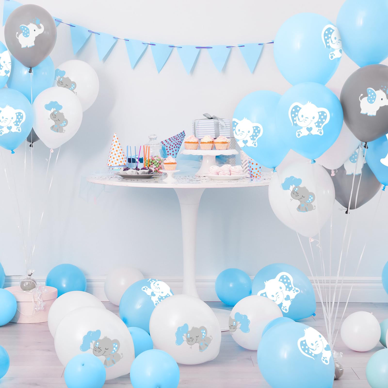 45 Pieces Elephant Balloon 12 Inch Baby Shower Elephant Balloon for Baby Boy Girl Gender Reveal Elephant Animal Themed Birthday Party Supplies Indoor Outdoor Decor (Lovely Style)